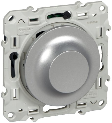 Светорегулятор поворотно-нажимной Schneider Electric Odace 4-400Вт алюминий картинка